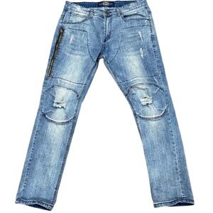 Deluxe Distressed Moto Jeans 34 - Statement Denim